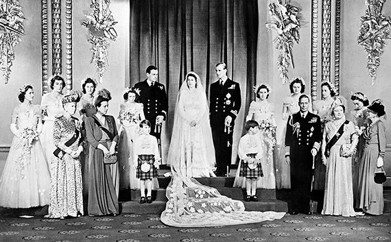 Alice is at the extreme right in the official photo of Elizabeth and Philip's wedding