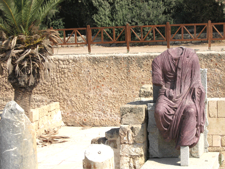 Headless statue of one of Rome's emperors, found at Caesarea