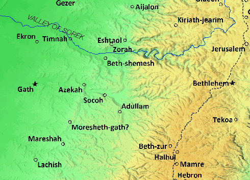 Map of the Shephelah