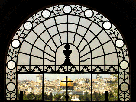 Jerusalem as seen from the Mount of Olives, the Church of Dominus Flevit