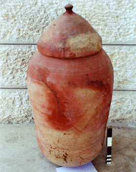 The original jar that once held the Temple Scroll The original jar that once held the Temple Scroll