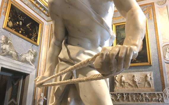 Bernini's David in Rome about a kill Goliath