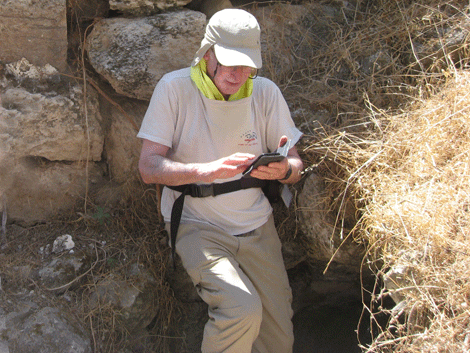 Our guide Steve locating 2 Samuel 23 before entering the cave