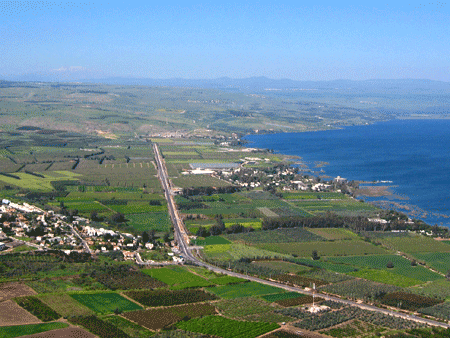 From the Arbel cliff we see Mount Hermon covered in snow