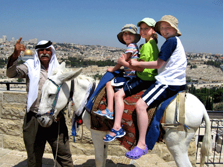 Donkey-riding on the Mount of Olives