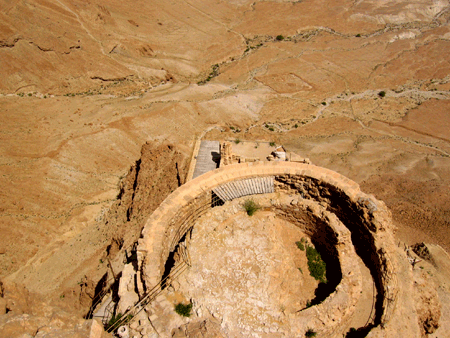 Looking down from the top deck of Masada's Northern Palace Looking down from the top deck of Masada's Northern Palace