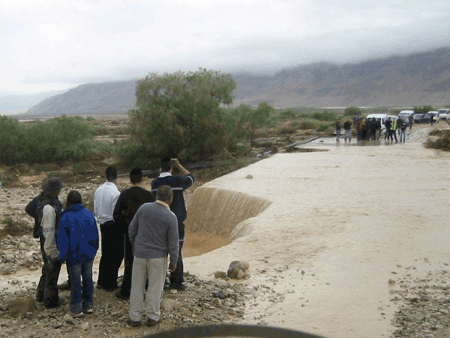 Washed out road by Qumran