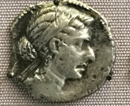 Coin with portrait of Queen Cleopatra minted in Ashkelon