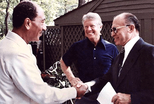 Egyptian President Anwar Sadat, U.S. President Jimmy Carter and Israel Prime Minister Menachem Begin at Camp David, 1978 Egyptian President Anwar Sadat, U.S. President Jimmy Carter and Israel Prime Minister Menachem Begin at Camp David, 1978