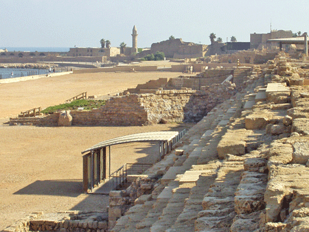 Original seats in Caesarea's hippodrome or horse course Original seats in Caesarea's hippodrome or horse course