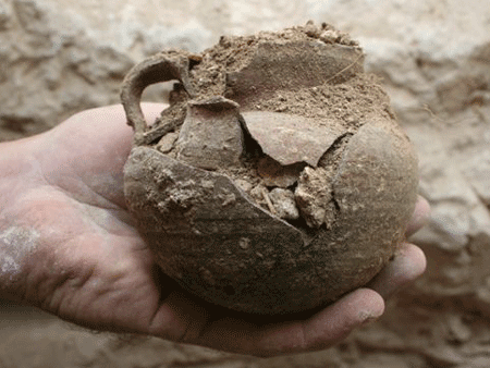 Jar containing Second Temple period silver shekels Jar containing Second Temple period silver shekels