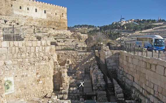 Ophel Excavations below the Temple Mount with Mount of Olives in the background