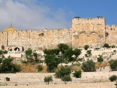 View of the Eastern Gate from the Garden of Gethsemane View of the Eastern Gate from the Garden of Gethsemane