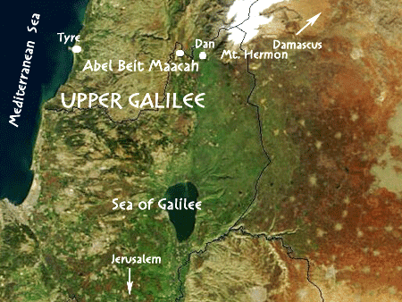 Satellite image of the Upper Galilee