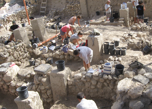 Excavating Iron Age ruins, June 2009