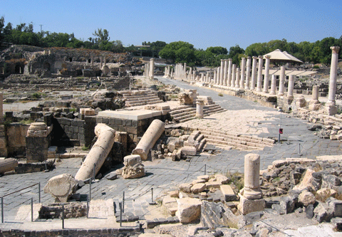 Ruins of the ancient city of Beth Shean or Scythopolis