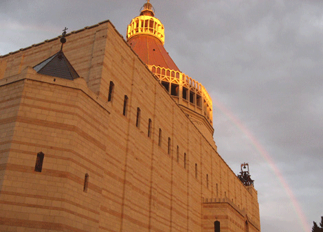 Rainbow striking the Church of the Annunciation January 2013 Rainbow striking the Church of the Annunciation January 2013