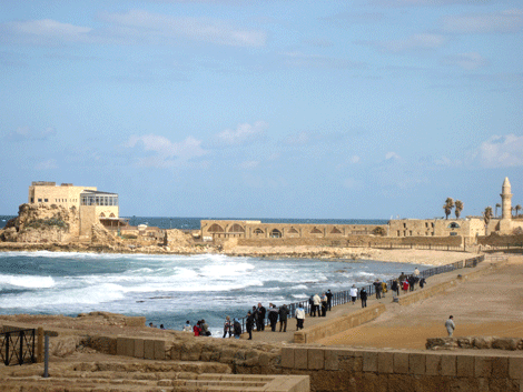 View of Caesarea with the arena of the hippodrome