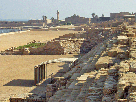 Seats of the 2000-year-old hippodrome at Caesarea