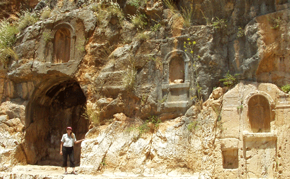 Gila is standing by the first century AD niche dedicated to the God Pan