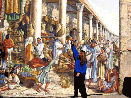 Fresco by Tanners Gate showing fifth century Jerusalem Fresco by Tanners Gate showing fifth century Jerusalem
