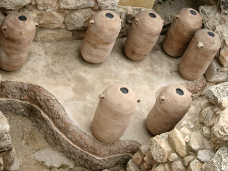 Models of the 12 cylindrical-shaped clay storage jars Models of the 12 cylindrical-shaped clay storage jars