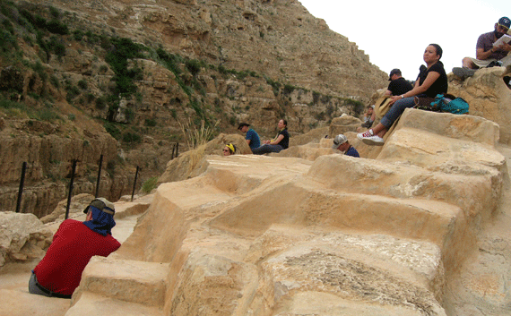 Sitting area to reflect on the parable of the Good Samaritan in Luke 10